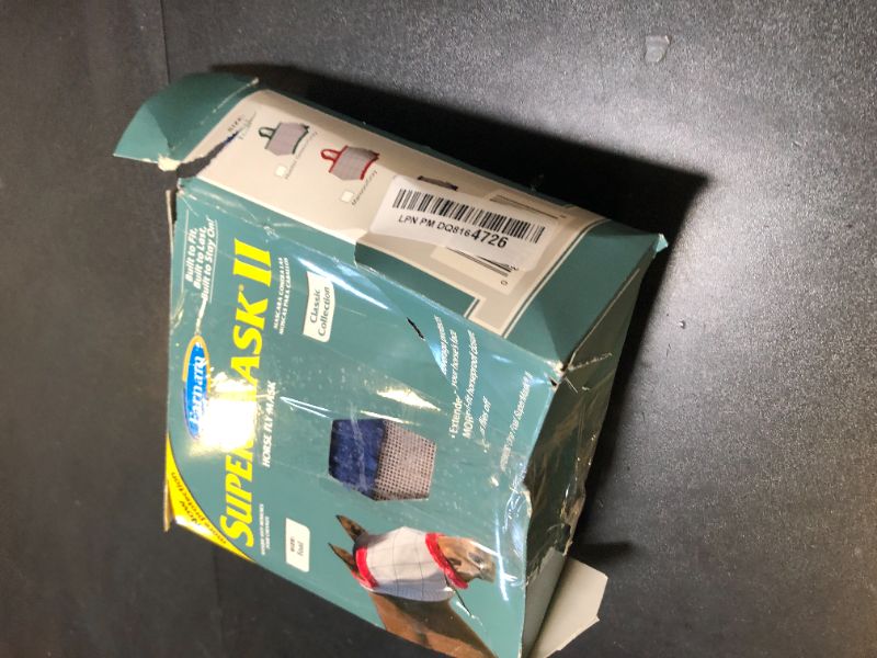 Photo 1 of Farnam SuperMask II Fly Mask Without Ears for Foals, Full Face Coverage and Eye Protection from Insect Pests, Structured Classic Styling Mesh with Plush Trim, Foal Size