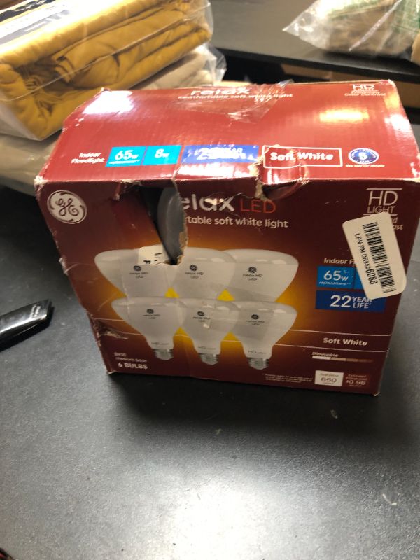 Photo 1 of GE Relax 6-Pack 65 W Equivalent Dimmable Soft White Br30 LED Light Fixture Light Bulb