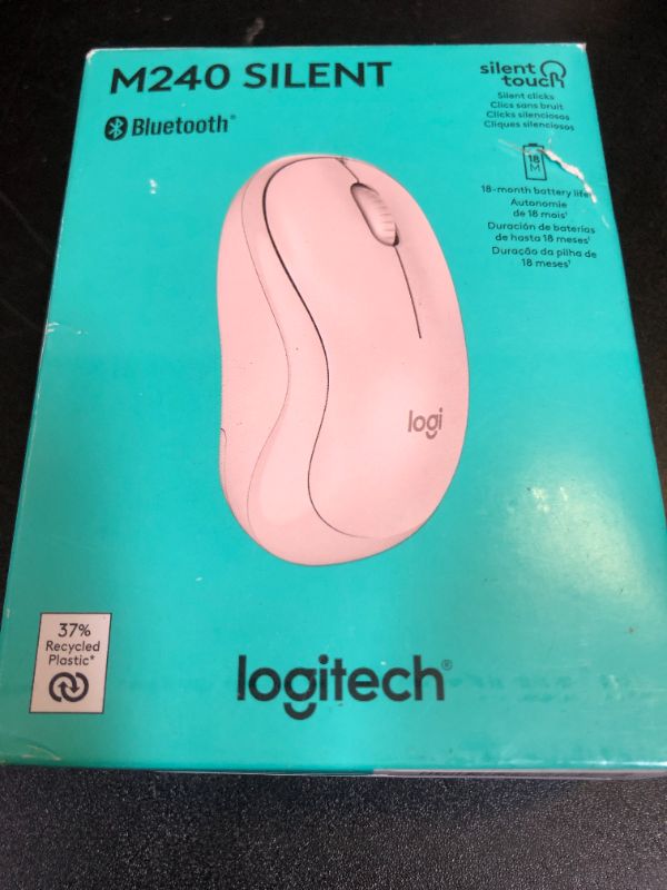 Photo 1 of Logitech M240 Silent Bluetooth Mouse, Wireless, Compact, Portable, Smooth Tracking, 18-Month Battery, for Windows, macOS, ChromeOS, Compatible with PC, Mac, Laptop, Tablets - Rose
