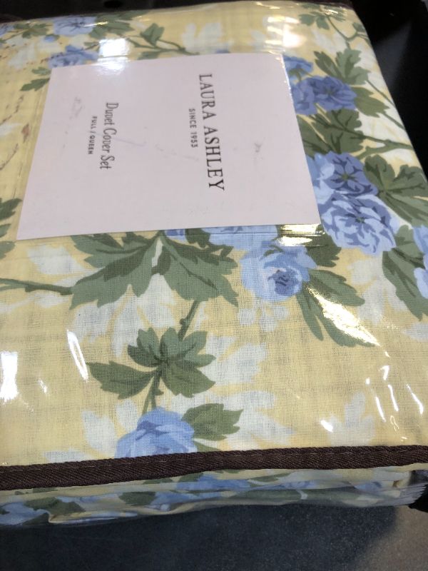 Photo 1 of Laura Ashley - Queen Duvet Cover Set, Reversible Cotton Bedding with Matching Shams, Includes Bonus Euro Shams & Throw Pillow Covers (Cassidy Yellow, Queen)