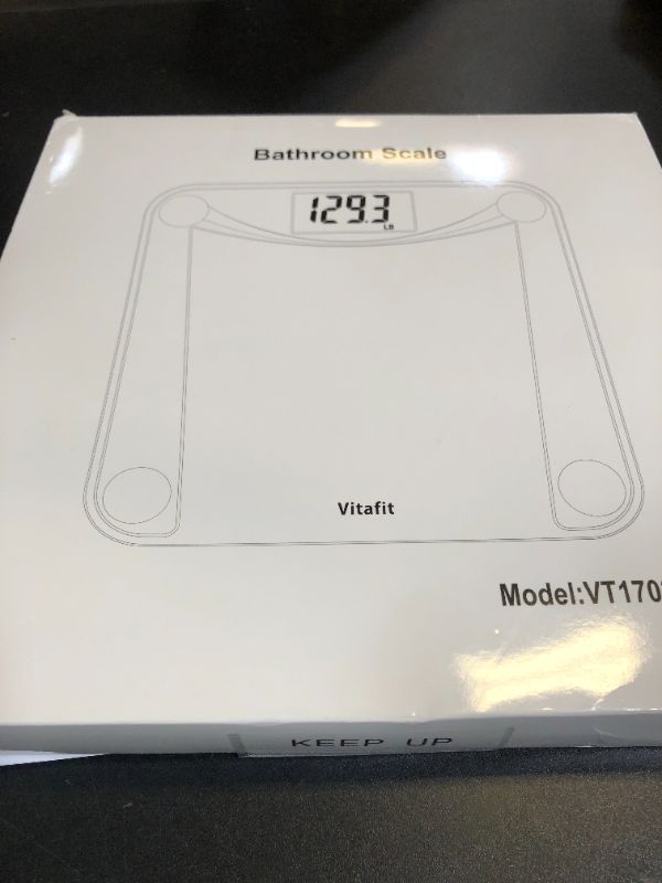 Photo 1 of Vitafit Digital Bathroom Weight Scale for Body Weight, High Accuracy Assured by Weighing Professional Since 2001,Extra Large Blue Backlit LCD and Step-On, 400lb/180kg, Clear Glass