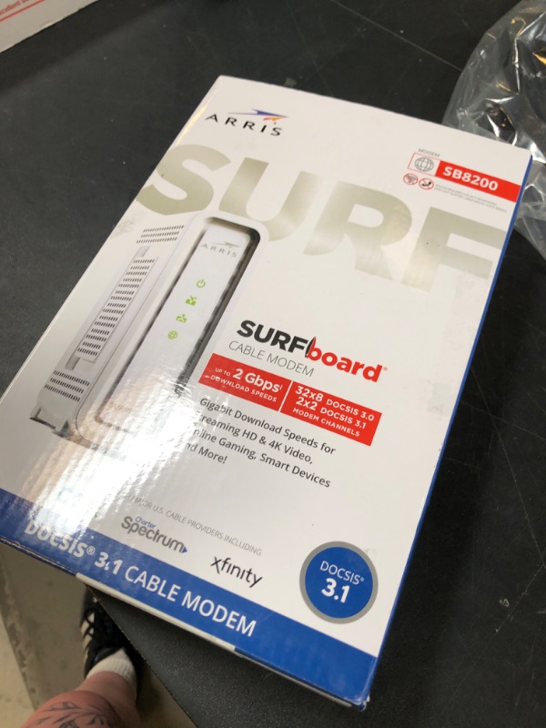 Photo 1 of ARRIS (SB8200) - Cable Modem - Fast DOCSIS 3.1 32x8 Gigabit Cable Modem , Approved for Comcast Xfinity, Cox, Charter Spectrum, & more | 1 Gbps Max Internet Speed, 4 OFDM Channels
