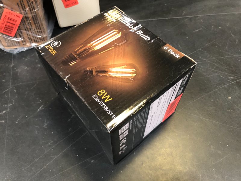 Photo 1 of TJOY Edison Light Bulbs 60W Equivalent, Dimmable Vintage LED Light Bulbs, E26 Medium Base, Warm White 2700K, ST58, 8W, 800LM, 80+ CRI, Antique Decorative Filament LED Bulb, Clear Glass, 6 Pack