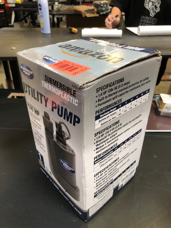 Photo 1 of Superior Pump 1/4 HP Submersible Thermoplastic Utility Pump