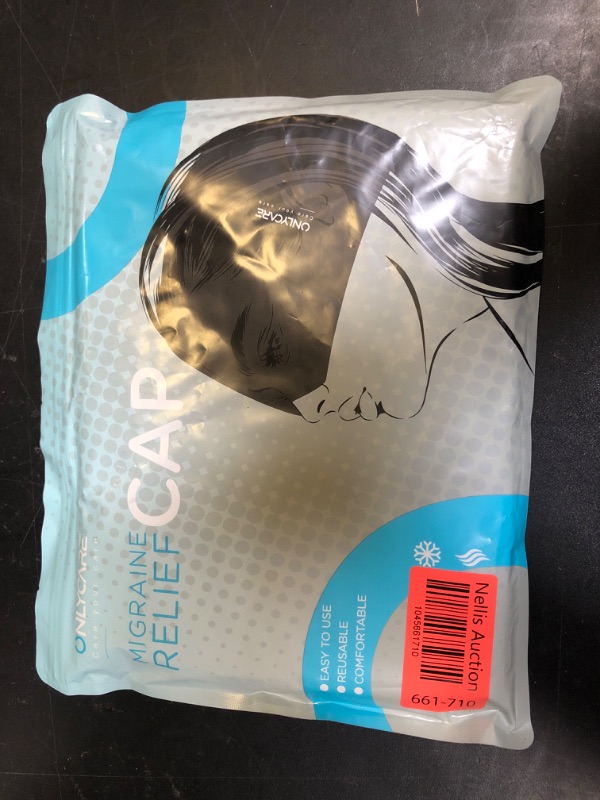 Photo 1 of ONLYCARE Migraine Relief Cap,Soothing Migraine Mask,Upgraded Odorless Gel Ice Head Wrap, Hot and Cold Therapy, FSA or HSA Eligible Headache Ice Pack for Tension and Stress(Black)