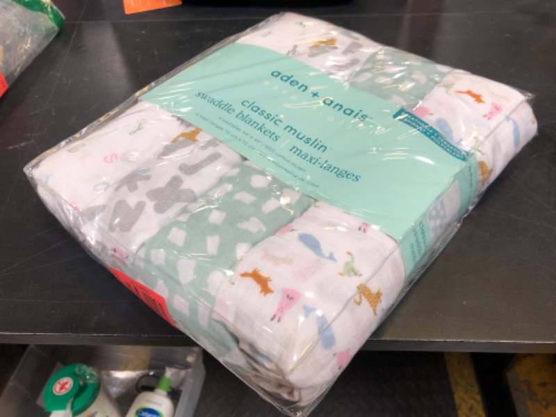 Photo 1 of aden + anais Essentials Swaddle Blanket, Boutique Muslin Blankets for Girls & Boys, Baby Receiving Swaddles, Ideal Newborn & Infant Swaddling Set, Perfect Shower Gifts, 4 Pack, Alphabet Animals