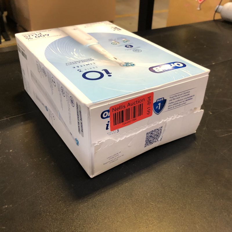 Photo 1 of Oral-B iO Deep Clean Rechargeable Electric Powered Toothbrush, White with iO Series 3 Limited, 2 Brush Heads and Travel Case - Pressure Sensor to Protect Gums - 3 Cleaning Settings - 2 Minute Timer
