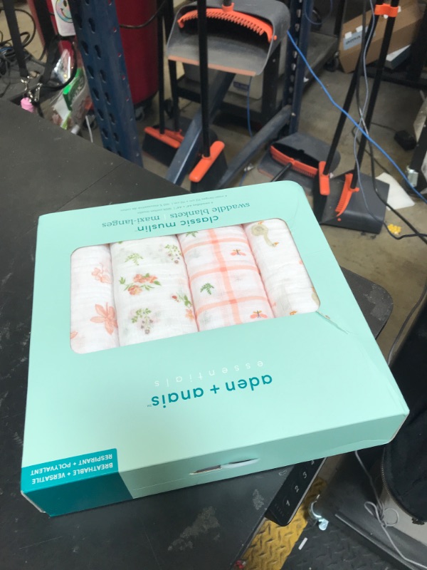 Photo 1 of aden + anais Essentials Baby Muslin Swaddle Blankets, Newborn Receiving Blanket for Swaddling, 100% Cotton Baby Swaddle Wrap, 4 Pack, Country Floral