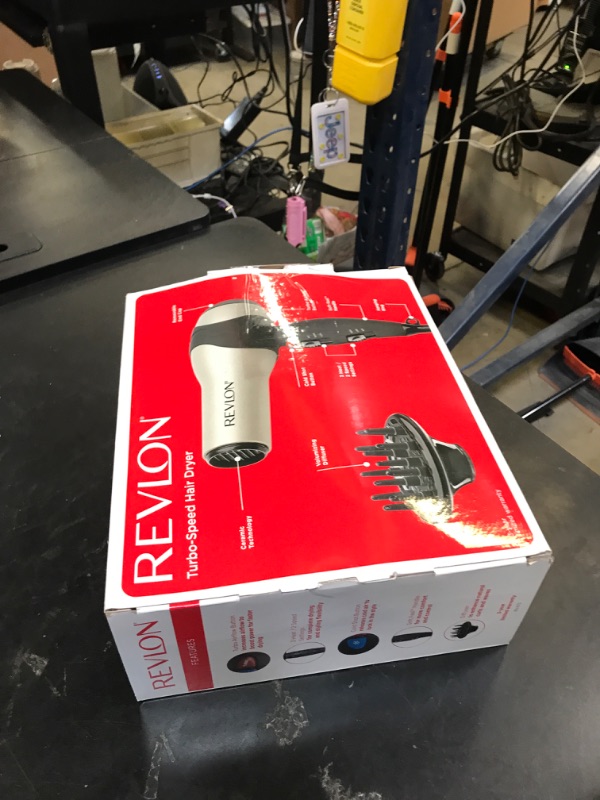 Photo 1 of REVLON Turbo Hair Dryer with Advanced Ionic Technology, Ceramic Coating | Turbo Heat and Cold Shot Features, 1875 Watts for Fast Drying and Shine (Silver)