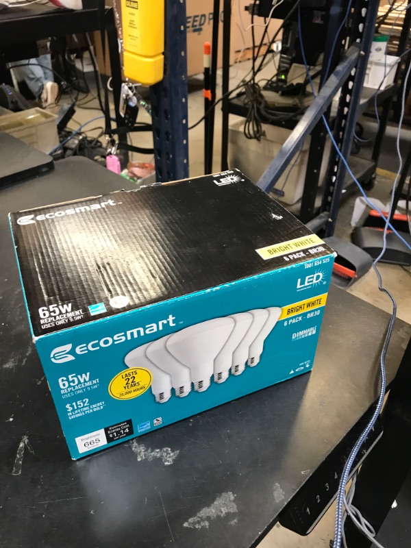 Photo 1 of Ecosmart Bright White LED BR30 Dimmable Flood Bulb, 65W Replacement, 9 Watt, 655 Lumens - 3000K - Indoor/Outdoor Rated (6-Pack)