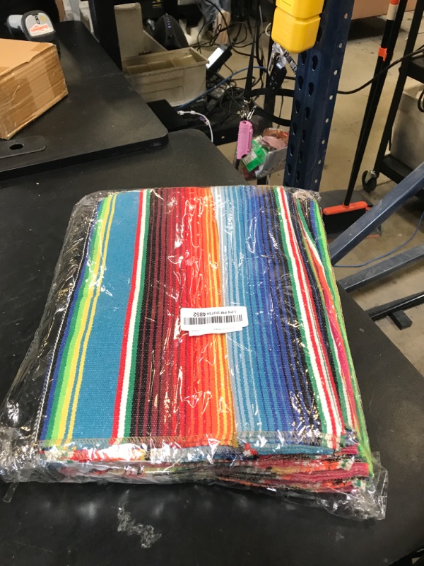 Photo 1 of 6 Pack Mexican Table Runner 14 x 108 Inches Serape Colorful Fringe Large Mexican Party Decoration Table Runner for Mexican Tribal Cinco de Mayo Fiesta Pool Party Outdoor Picnics Dining Wedding