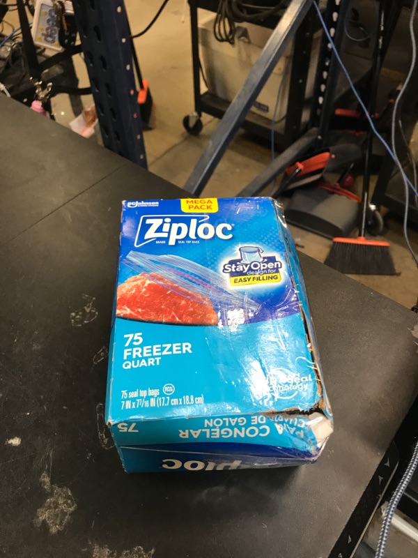 Photo 1 of Ziploc Quart Food Storage Freezer Bags, New Stay Open Design with Stand-Up Bottom, Easy to Fill, 75 Count