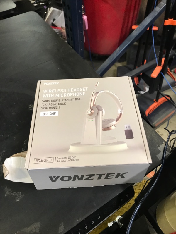Photo 1 of Wireless Headset, Bluetooth Headset with Microphone, AI Noise Canceling Mic & USB Dongle, Wireless Headphones with Mic Mute & Charging Base for Work from Home/Office/Call Center/PC/Laptop/Zoom