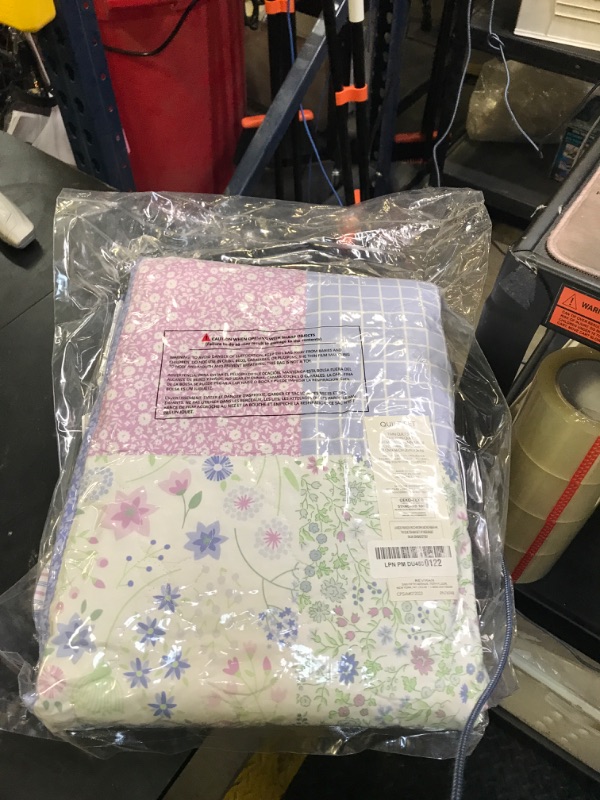 Photo 1 of Laura Ashley Kids - Twin Quilt Set, Soft & Cozy  Bedding Set with Matchin Sham, Whimsical Bedroom Decor, Ideal Girl Room Essentials (Parker Patchwork Purple, Twin)