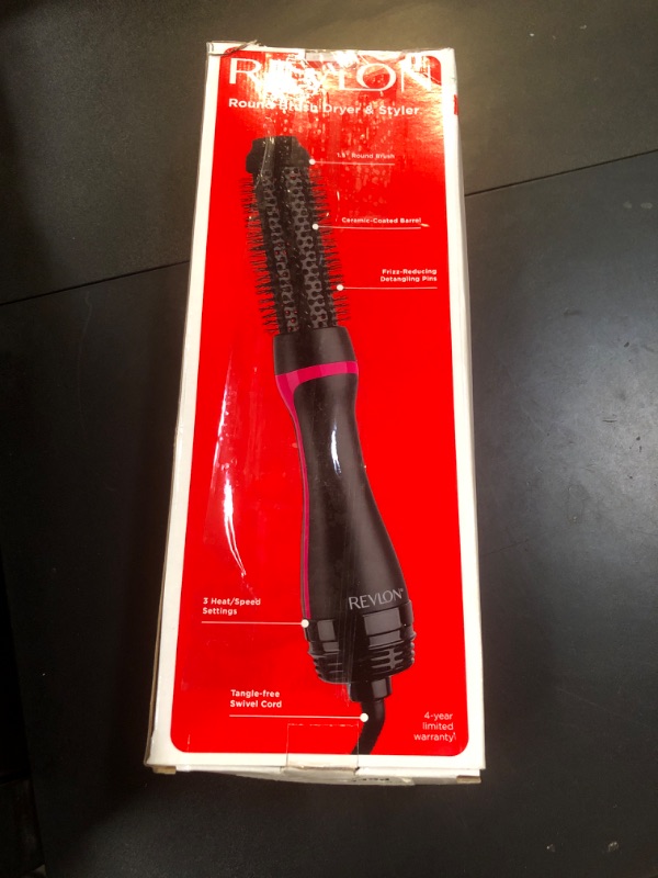 Photo 1 of REVLON One-Step Hair Dryer and Styler - Root Booster Round Brush for Styling, Dryer Brush for Fast and Easy Salon-Quality Blowout, More Shine and Less Frizz (1-1/2 in)