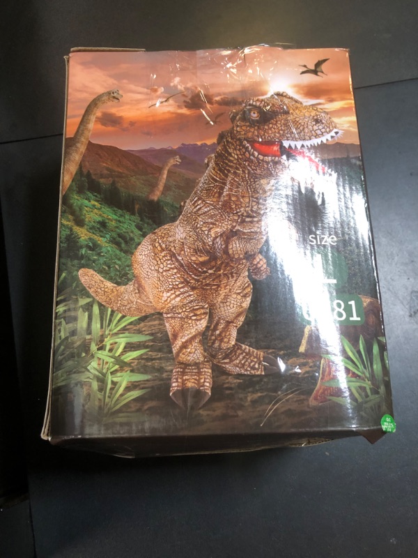 Photo 1 of KOOY Dinosaur Costume for Adult, Inflatable Dinosaur Costume Adult, T-Rex Costume Blow up Funny Halloween Dino Costumes Fancy Dress, for Women Teens