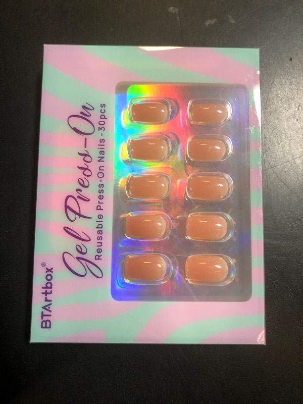Photo 1 of Press On Nails Short - BTArtbox Glue On Nails with Nail Glue, Reusable Stick On Nails, Nude Square Press On Nails in 15 Sizes - 30 Soft Gel Fake Nails Kit, Caramel