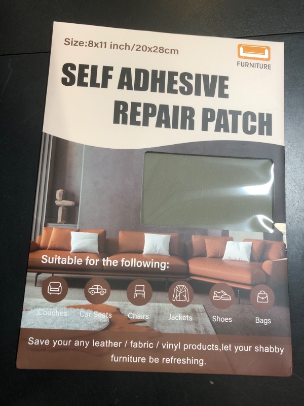 Photo 1 of Self-Adhesive Leather Repair Patches,8x11 inch Leather Repair Tape for Couches,Vinyl Leather Repair Kit for Furniture,Drivers Car Seats,Handbags,Jackets Grey