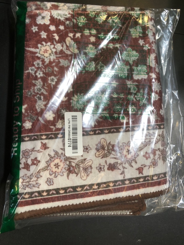 Photo 1 of Softlife 2x3 Small Floral Rugs for Entryway Machine Washable Area Rugs Vintage Throw Rug for Bedroom Non-Slip Accent Rug Entrance Door Mat Thin Carpet for Kitchen, Maroon and Beige