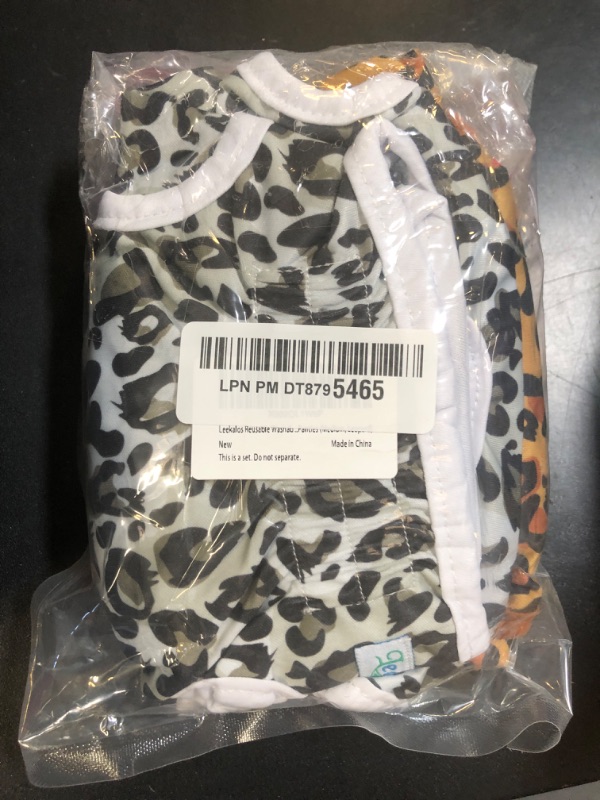 Photo 1 of Leekalos Reusable Washable Dog Diapers Female (3 Pack) - Highly Absorbent Doggie Diapers - Size Adjustable Puppy Diapers for Dog Period Panties (Medium, Leopard)