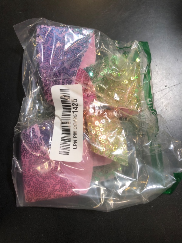Photo 1 of AMYDECOR 6 Inch Rainbow Sparkly Glitter Sequin Hair Bows for Girls Toddlers Kids Children Teenage (2PCS)