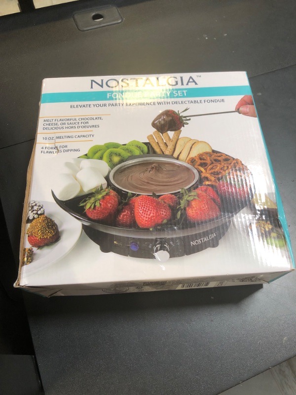 Photo 1 of Nostalgia 10 Oz Electric Fondue Pot Set for Cheese & Chocolate - 4 Dipping Forks, 3-Section Food Tray - Kitchen Gadgets and Appliances for H'ors Deouvres, Entrees, Desserts - Black