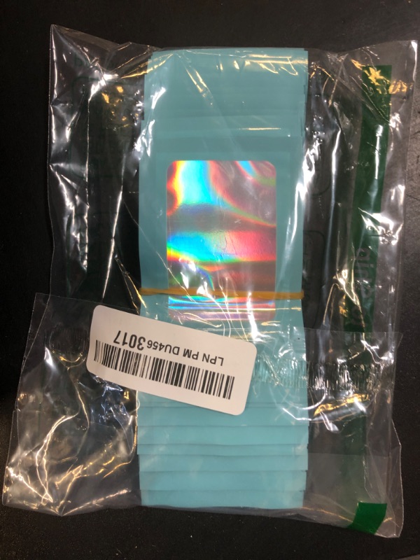 Photo 1 of 100 Pieces Resealable Mylar Bags, Small Holographic Packaging Bags, Smell Proof Mylar Bags for Food Storage/Jewelry/Eyelash for Small Business (Blue, 2.4x4 Inch)