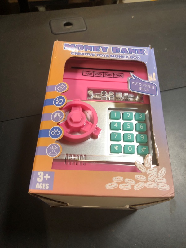 Photo 1 of Refasy Electronic Piggy Bank Money Safe Password Money Box for Kids Ages 3+, ATM Bank Safe Coin Cash Banks Money Saving Box, Birthday for Girls 3 4 5 6 7 8 9 10 12 Years Old (Pink)