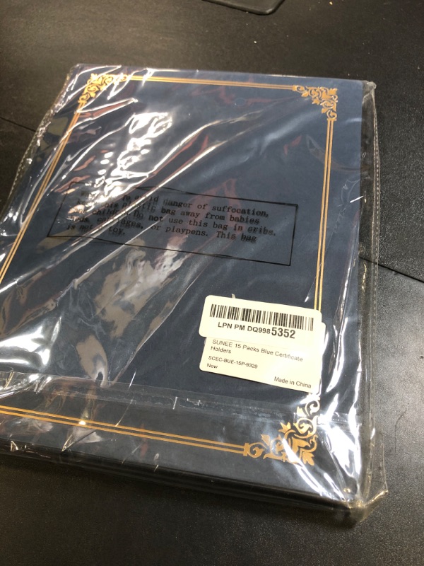 Photo 1 of SUNEE Single Sided Certificate Holders, 15 Packs Blue Diploma Holders, Certificate Covers with Gold Foil Border for Letter Size 8.5 x 11 Certificate Paper, Cardstock, Award, Graduation, Documents