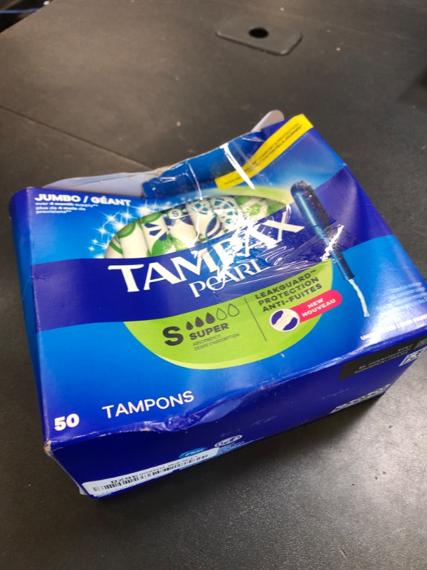 Photo 1 of Tampax Pearl Tampons Super Absorbency, With Leakguard Braid, Unscented, 50 Count (Packaging May Vary)