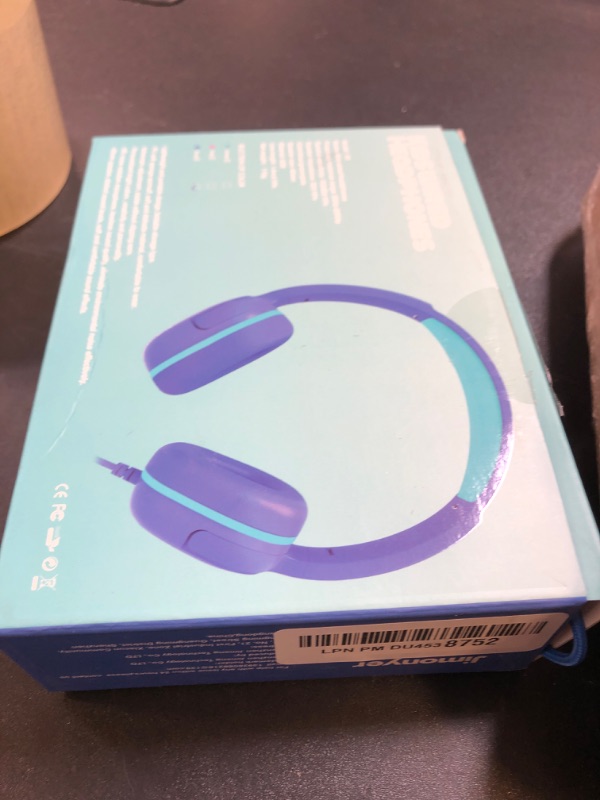 Photo 1 of Jimonyer Kids Headphones for School, 3.5mm Jack Wired Headphones for Kids with Safe Volume Limiter, HD Stereo Sound On-Ear Girls Boys Toddler Headphone for Tablet, iPad, Kindle(Blue)