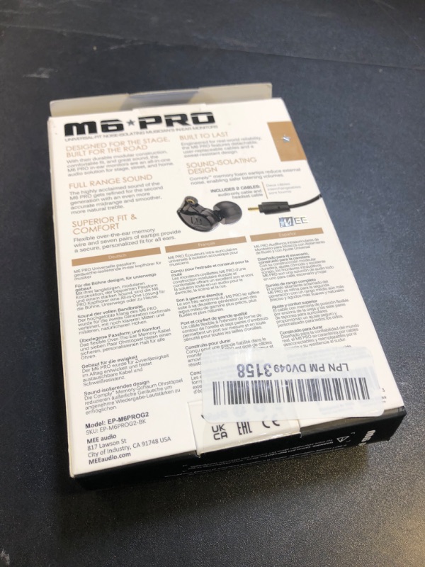 Photo 1 of MEE audio M6 PRO In Ear Monitor Headphones for Musicians, 2nd Gen Model With Upgraded Sound, Memory Wire Earhooks & Replaceable Cables, Noise Isolating Professional Earbuds, 2 Cords Included (Black)