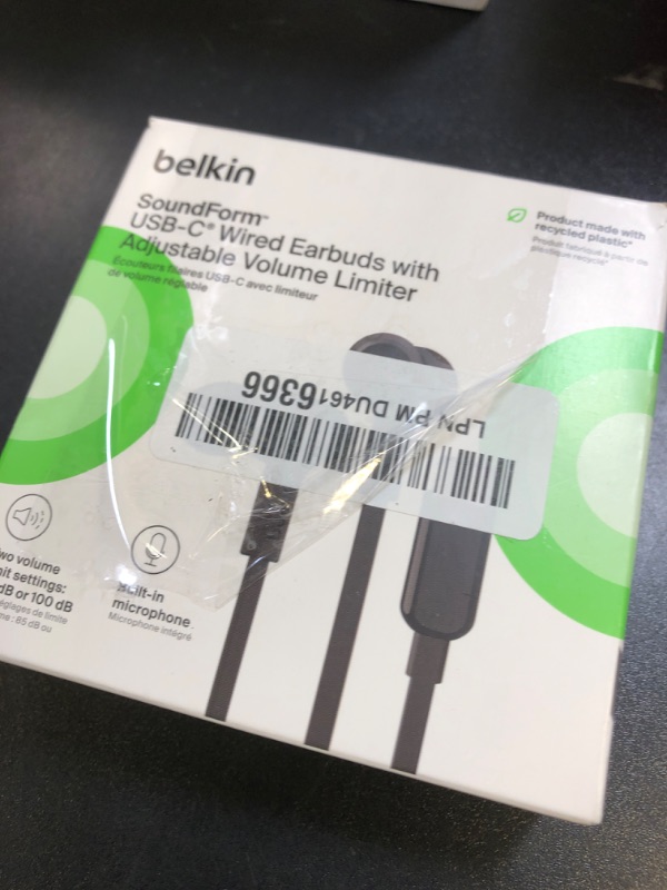 Photo 1 of Belkin SoundForm Wired Earbuds with USB-C Connector, in-Ear Earphones w/Microphone - USB-C Headphones for iPhone 16, iPhone 15, iPad mini, Galaxy S25, Google Pixel 9, Android, and More - Black