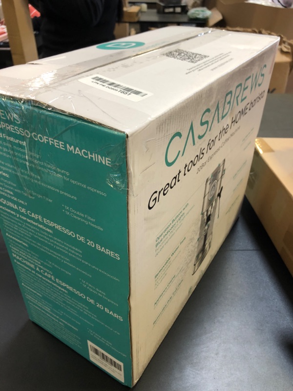 Photo 1 of CASABREWS CM5418 Espresso Machine 20 Bar, Compact Espresso Maker with Steam Milk Frother, Stainless Steel Coffee Machine with 34oz Removable Water Tank for Cappuccino, Latte, Silver