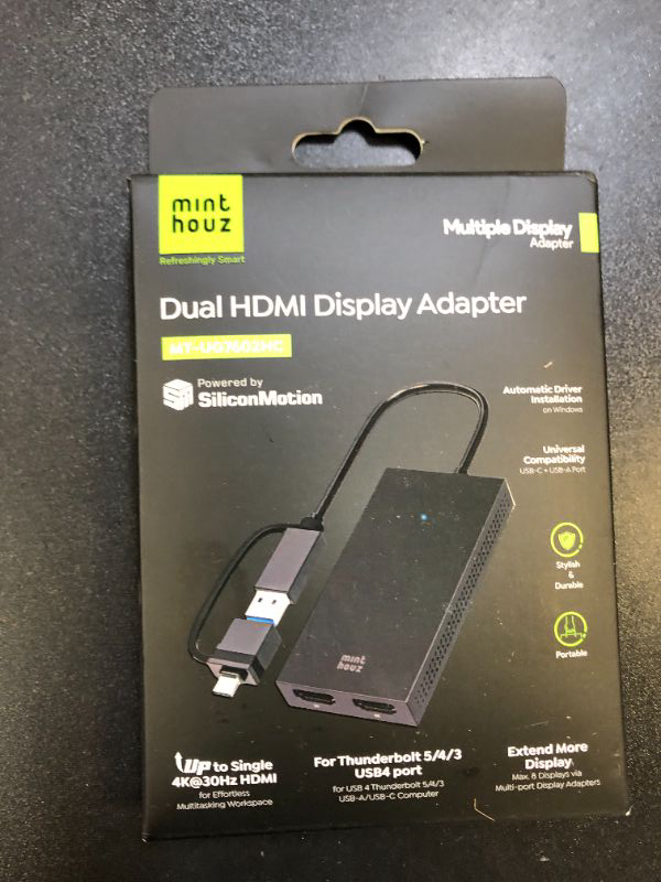 Photo 1 of USB C to Dual HDMI Adapter - Universal Video Graphics Adapter for Thunderbolt 5/4/3, USB 4, USB-A/C, Mac and Windows, USB 3.0 to 4K@30Hz &1080p@60Hz HDMI Extender for Windows & MacBook M1/M2/M3/M4