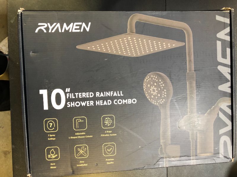 Photo 1 of Ryamen Upgraded Dual Shower Heads Combo, 10 inch Filtered Shower Head with Handheld, 3-Way Rain Shower Head with Filters, 7 Settings Handheld Spray, High Pressure, Height Adjustable (Black)