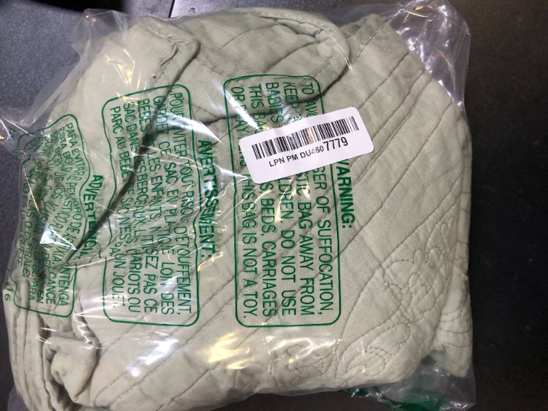 Photo 1 of WINLIFE 100% Cotton Quilted Pillow Sham Floral Printed Pillow Cover Sage Green, Standard Size, 20 x 26 Inch