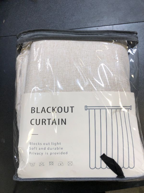 Photo 1 of 100% Blackout Shield Linen Blackout Curtains for Bedroom 84 Inches Long, Back Tab/Rod Pocket Living Room Drapes, Thermal Insulated Blackout Curtains 2 Panels Set, 50" W x 84" L, Cream