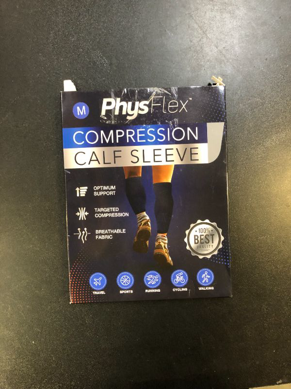 Photo 1 of Calf Compression Sleeves for Men and Women - (1 Pair) Footless Compression Socks Support for Varicose Vein, Nursing, Pregnancy, Running - PhysFlex Leg Sleeve Brace for Shin Splints, Pain Relief and
