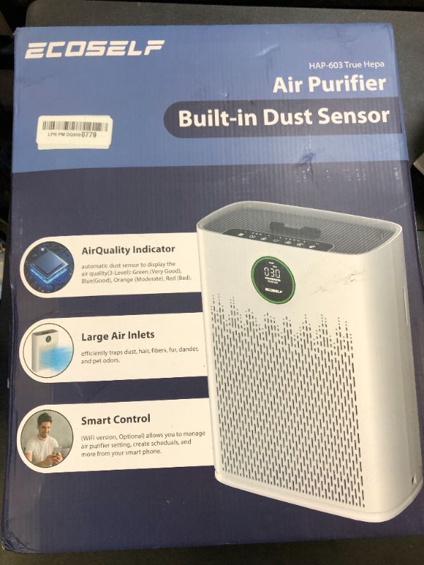 Photo 1 of Air Purifiers for Home Large Room, with Smart Mode, PM2.5 Air Quality Display, 22dB Sleep Mode, Aromatherapy, Cover Up to 1295 Ft² with 2X-Purification & 360°Air Outlet, HAP603, White
