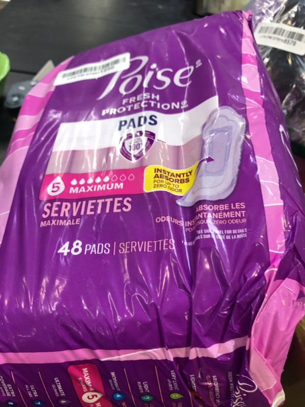 Photo 1 of Poise Incontinence Pads & Postpartum Incontinence Pads, 5 Drop Maximum Absorbency, Regular Length, 48 Count, Packaging May Vary
