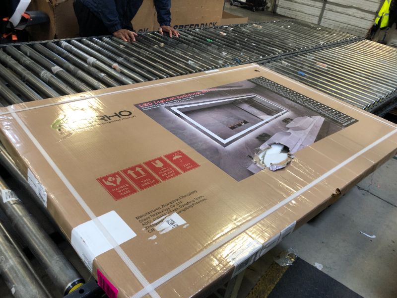 Photo 1 of Amorho LED Bathroom Mirror 55''X36'' with Front and Backlight, Large Dimmable Wall Mirrors with Anti-Fog, Shatter-Proof, Memory, 3 Colors, Double LED Vanity Mirror