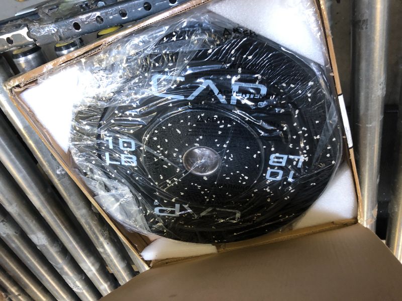 Photo 1 of CAP Barbell Economy - Speckled Olympic Bumper Plate Set with White Logo, Black, 10 lb Pair