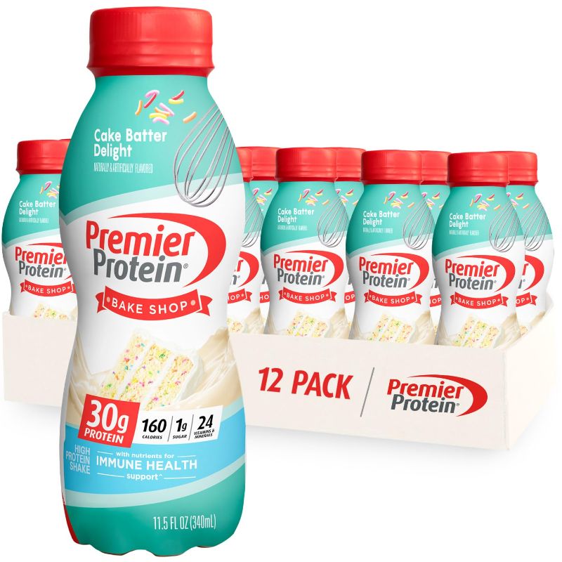 Photo 1 of Premier Protein Shake, Cake Batter, 30g Protein, 1g Sugar, 24 Vitamins & Minerals, Nutrients to Support Immune Health, 11.5 Fl Oz, 12 Count