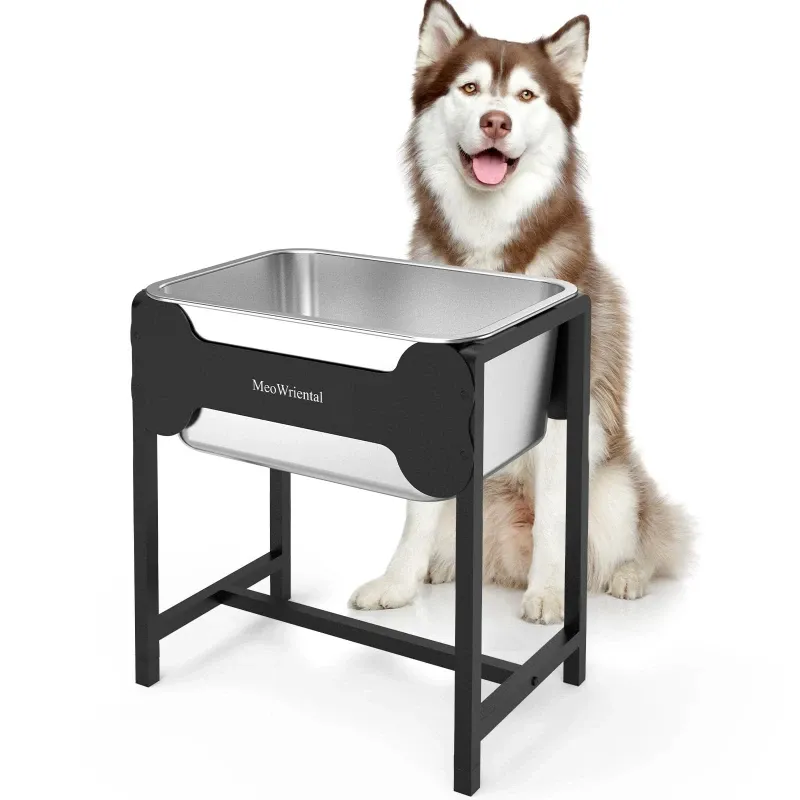 Photo 1 of Meowriental 2.5 Gallon Elevated Dog Water Bowl for Large Breeds, 14.2" Raised Stainless S...