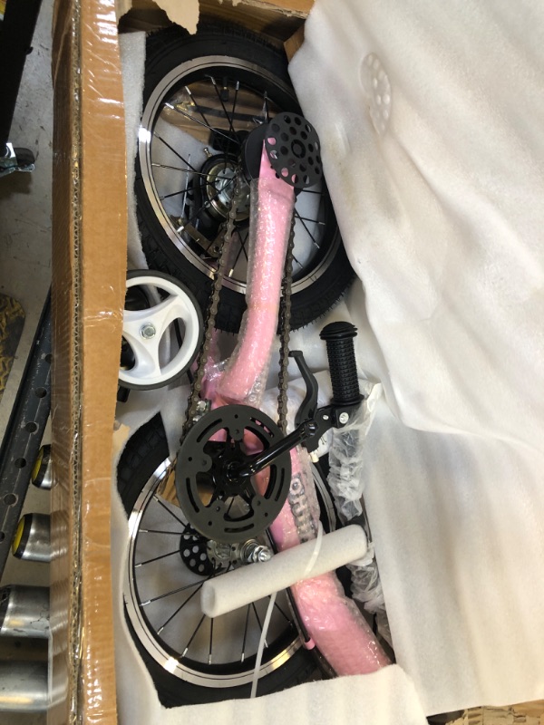 Photo 1 of OHIIK Balance Bike 2 in 1 for Kids 3 4 5 6 7 Years Old,Balance to Pedals Bike,12 14 16 inch Kids Bike,with Pedal kit,Training Wheels,Brakes (14 inch, Pink)