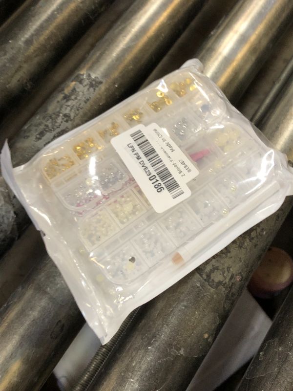 Photo 1 of 2 Boxes Flatback Pearls and Gold Silver Nail Beads for Nail Art, Luxurious White Half Pearl Nail Charms Gems for Nails ABS Round Plastic Beads Nail Accessories for Acrylic Nails Manicure Decor
