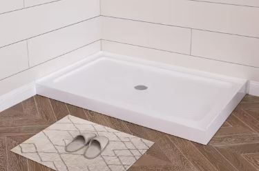Photo 1 of Acrylic 48 in. L x 32 in. W Rectangular Alcove Shower Pan Base with Center Drain in White