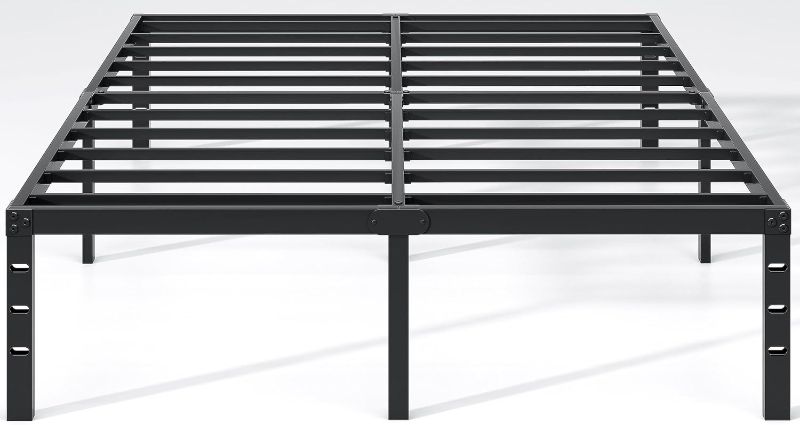 Photo 1 of Metal Bed Frame,King Size Bed Frame with Storage Space,Heavy Duty Sturdy Mattress Foundation,Easy Assembly,No Box Spring Needed, Black,14 Inch,King
