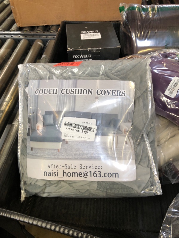Photo 1 of NAISI Sectional Couch Covers 6 Pieces Velvet Couch Cushion Covers L Shape Soft Stretch Sofa Slipcovers with 2pcs Pillowcases for Left/Right Chaise Sectional Couch(2 Seater+1 Chaise+3 Back,Light Grey)